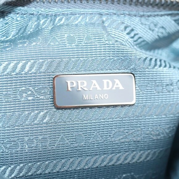 PRADA Chain Shoulder Bag Nylon Light Blue Silver Auth 145974M - Picture 10 of 16